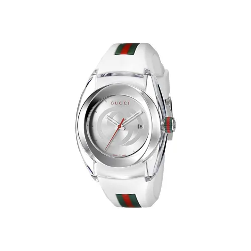 GUCCI Кварцевые часы резиновый ремешок серый циферблат унисекс