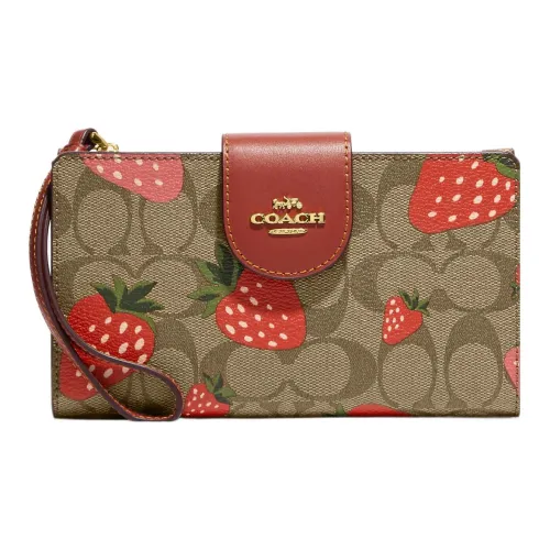 COACH Tech Wallet Холст с кожей Запястье Сумка Держатель для карт кошелек Женские Эбеновый