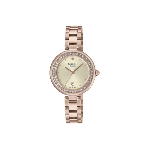 CASIO SHEEN Collection Кварцевый механизм нержавеющая сталь ремешок женские часы золотой циферблат SHE 4557CG 7AUPR
