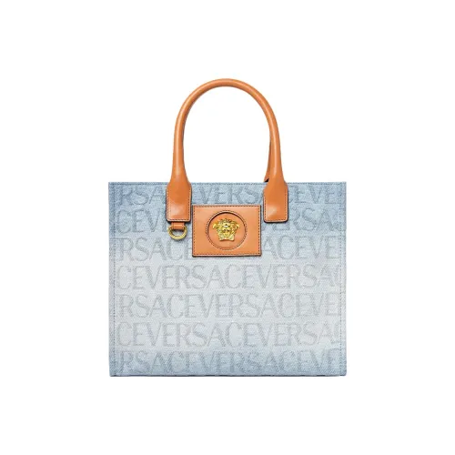 VERSACE La Medusa Хлопок Телячья кожа Тоут Сумка Сумка для покупок Тоут Сумка на одно плечо Женская Сине-белый Градиент