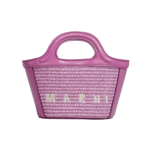 MARNI TROPICALIA Кожа с Рафия Сумка через плечо Сумка Экстра маленькая Женская Фиолетовая