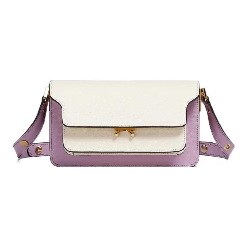 MARNI Основная часть Телячья кожа Сумка через плечо Сумка на плечо Женская Белая Фиолетовая