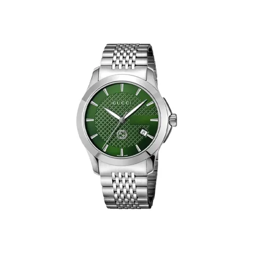 GUCCI Мужские часы Кварцевый механизм Ремешок из нержавеющей стали 38 мм Зеленый циферблат