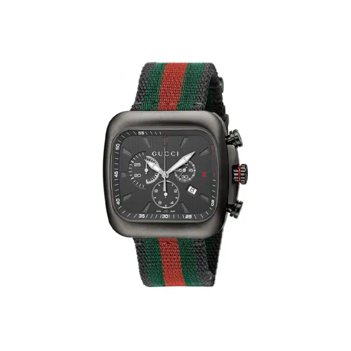 GUCCI Мужские часы Кварцевый механизм Нейлоновый ремешок 44 мм Черный циферблат