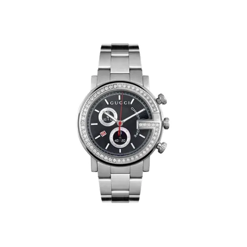 GUCCI Мужские часы Кварцевый механизм Ремешок из нержавеющей стали Черный циферблат