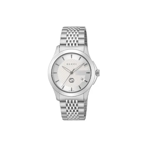 GUCCI Мужские часы Кварцевый механизм Ремешок из нержавеющей стали 38 мм Серебристый циферблат