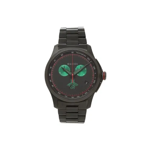 GUCCI Chrono Мужские часы Кварцевый механизм Нейлоновый ремешок Черный циферблат