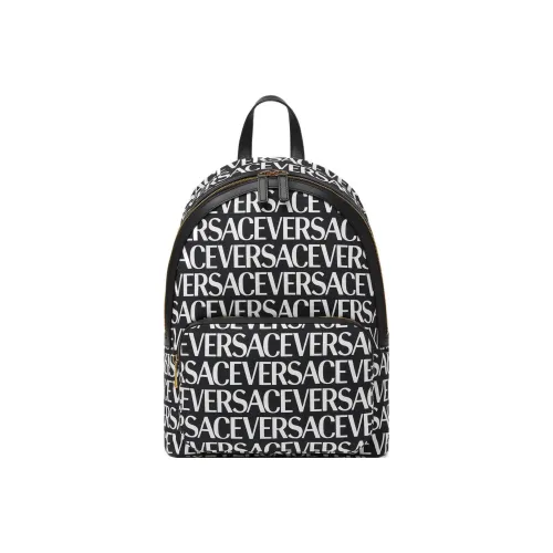 VERSACE Покрытый холст с хлопком рюкзак мужской черный белый