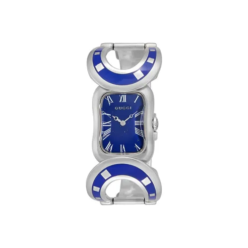 GUCCI Женские часы Кварцевый механизм Ремешок из нержавеющей стали Синий циферблат