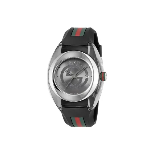 GUCCI Кварцевые часы резиновый ремешок 46 мм серый циферблат унисекс