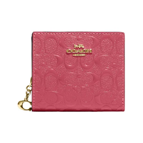 COACH Snap Wallet Кожа Держатель для карт кошелек Женские Клубничный красный