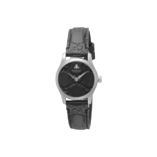 GUCCI Женские часы Кварцевый механизм кожаный ремешок 28 мм черный циферблат