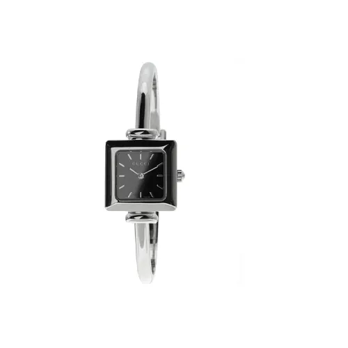 GUCCI Женские часы Кварцевый механизм Ремешок из нержавеющей стали Черный циферблат