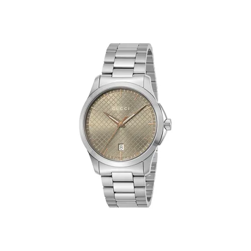 GUCCI G Timeless Collection Мужские часы Кварцевый механизм Ремешок из нержавеющей стали 38 мм Кофейный циферблат Часы