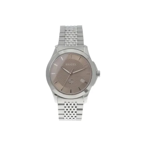 GUCCI Мужские часы Кварцевый механизм Ремешок из нержавеющей стали Циферблат цвета кофе