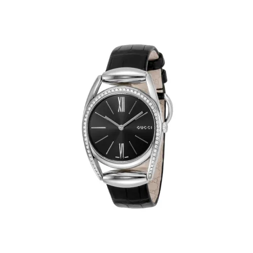 GUCCI Женские часы Кварцевый механизм Кожаный ремешок 34 мм Черный циферблат