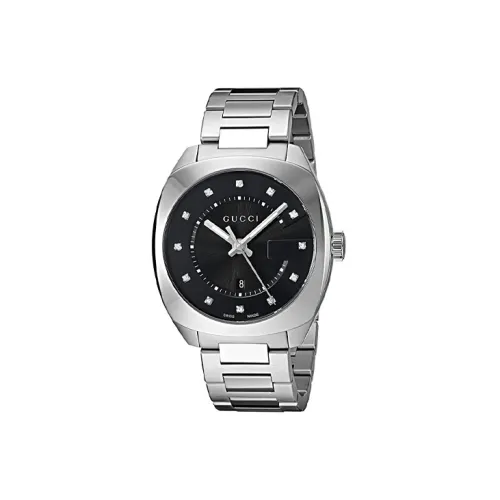 GUCCI Мужские часы Кварцевый механизм Ремешок из нержавеющей стали 37 мм Черный циферблат