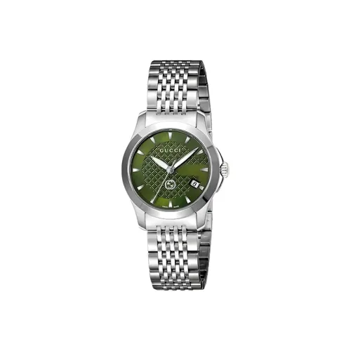 GUCCI G Timeless Collection Мужские часы Кварцевый механизм Ремешок из нержавеющей стали Зеленый циферблат