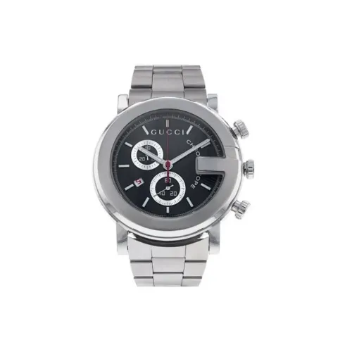 GUCCI Мужские часы Кварцевый механизм Ремешок из нержавеющей стали 44 мм Черный циферблат