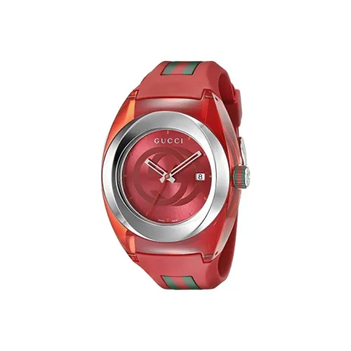 GUCCI Кварцевые часы механизм силиконовый ремешок красный циферблат унисекс