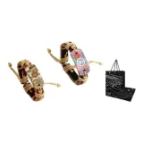 Разрисованный Peace Маленький Цветок Винтаж Браслет + Розово-фиолетовый цветочный Peace Винтаж Браслет