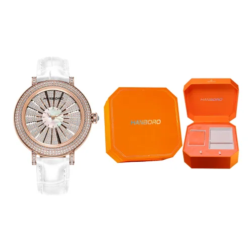 HANBORO Кварцевый механизм Часы Женские Золото Циферблат HBR8892 MB