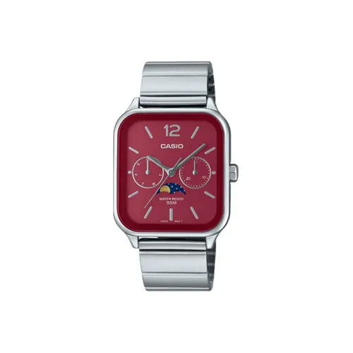 CASIO Standard Series Кварцевый механизм нержавеющая сталь ремешок часы для мужчин красный циферблат