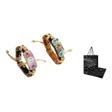 Светло-синий браслет с бабочкой, влюбленной в цветок Peace, винтажный + розово-фиолетовый браслет с цветочным Peace, винтажный