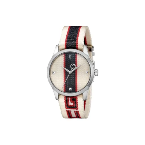 GUCCI Мужские часы Кварцевый механизм Тканевый ремешок 38 мм Бежевый циферблат Часы