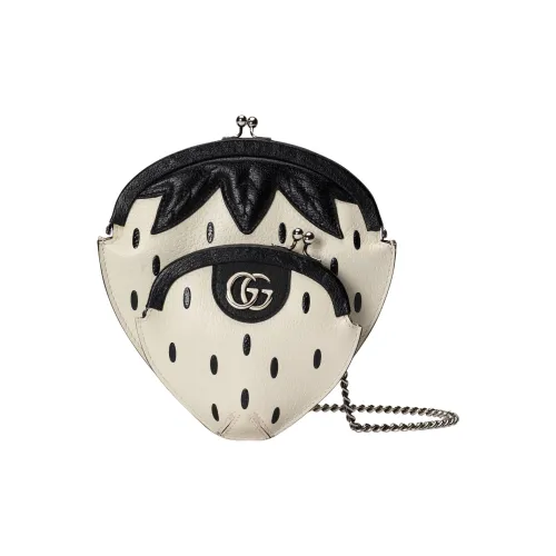 GUCCI Кожа Одно плечо Через плечо Мелочь Кошелек Мини Women's White Черный