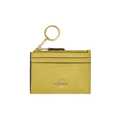COACH Mini Id Skinny Кожа Кошелек Картхолдер Женский Желтый Зеленый