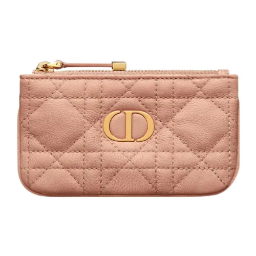 DIOR Caro Cannage Телячья кожа Key Pouch Женские Розовый