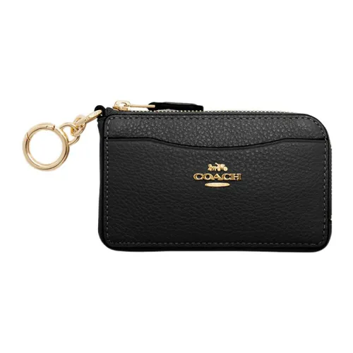 COACH Card Case Галечная кожа Кошелек Держатель для карт Женский Черный