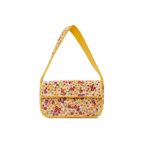 Staud Ткань с кожаными вставками подмышечный багет сумка сумка через плечо женская желтая