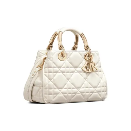 DIOR Lady Dior Телячья кожа Сумка Lady Dior Сумка через плечо Сумка Маленькая Women's White