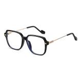 Ярко-черная оправа с синими линзами