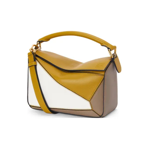LOEWE Пазл Телячья кожа Пазл Сумка Сумка через плечо Маленькая Женская Желтая Белая Многоцветная