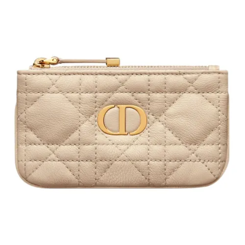 DIOR Caro Cannage Телячья кожа Key Pouch Женские Песочный