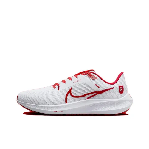 Nike Air Zoom Pegasus 40 Устойчивый к истиранию Дышащий Низкий Топ Повседневные Тренировочные Беговые кроссовки Мужские Белый Красный