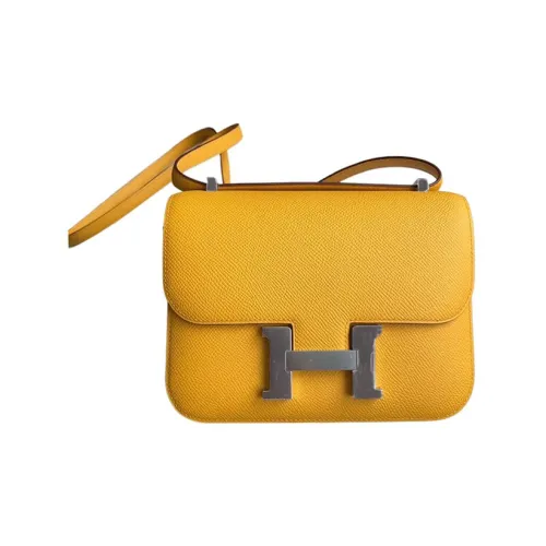 HERMES Constance Кожа Сумка через плечо Мини Женская Янтарно-желтая