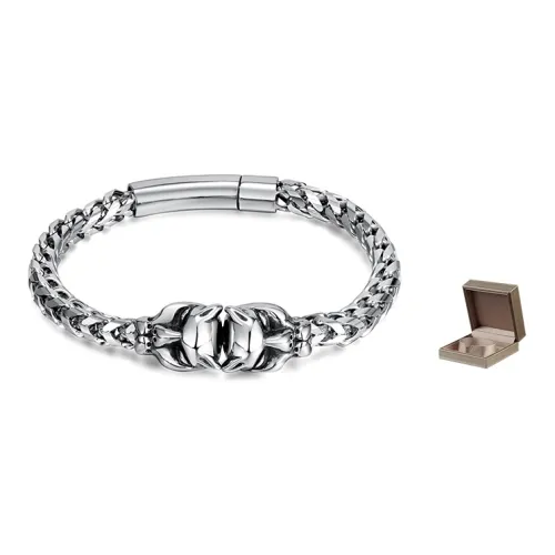 KENMO Браслеты из титанового стального серебра + Набор в подарочной коробке Мужской