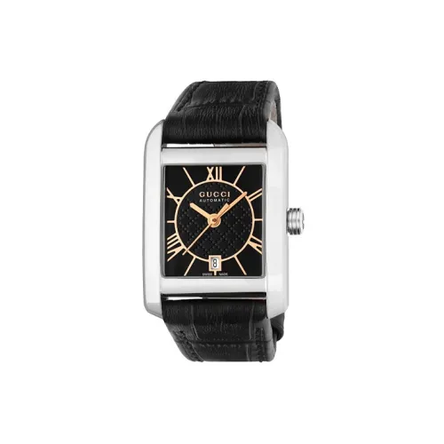 GUCCI Женские часы Автоматический механический механизм ремень из натуральной кожи черный циферблат