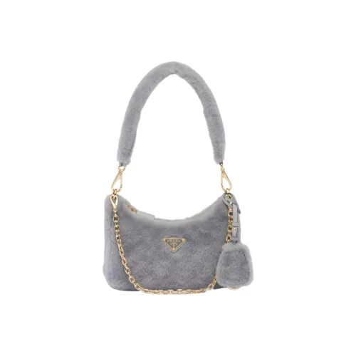 PRADA Плюшевая сумка через плечо сумка сумка на плечо женская серая