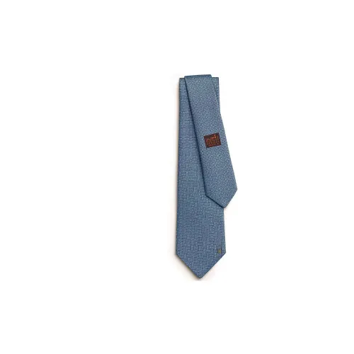HERMES Pinces H Шелк Галстуки Синий Мужской
