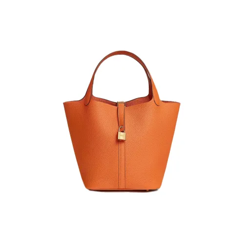 HERMES Picotin Lock Сумка из кожи Taurillon Clemence корзина-сумка ведрообразная сумка сумка 22 женская 93 апельсин оранжевый Hermes