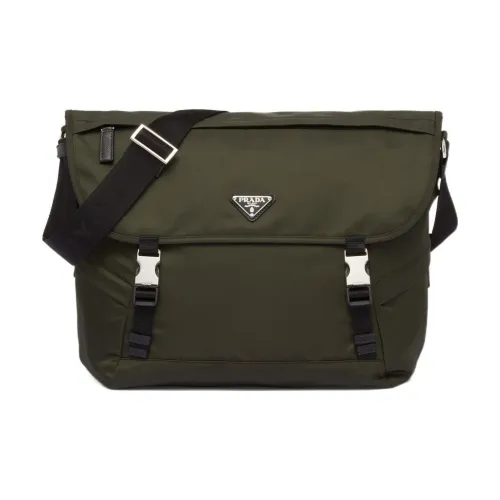 PRADA Переработанный нейлон с кожей Saffiano Сумка через плечо сумка на плечо Мужская цвет моховый зеленый
