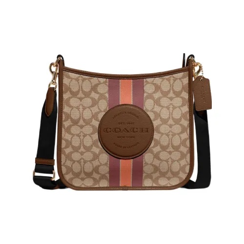 COACH Dempsey Ткань с коровьей кожей Сумка через плечо Большая Женская Хаки