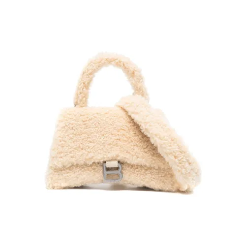 Balenciaga HOURGLASS Телячья кожа Сумка Hourglass Сумка через плечо Сумка Маленькая Женская Бежевая