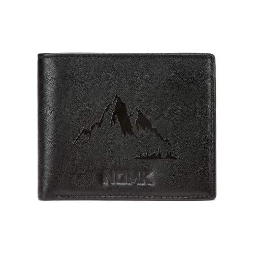 NOMK Кошелек из крупнозернистой текстуры коровьей кожи серебряное тело держатель для карт мужской черный