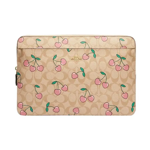 COACH Покрытый холст Клатч Ноутбук Сумка Большая Женская Светлый хаки